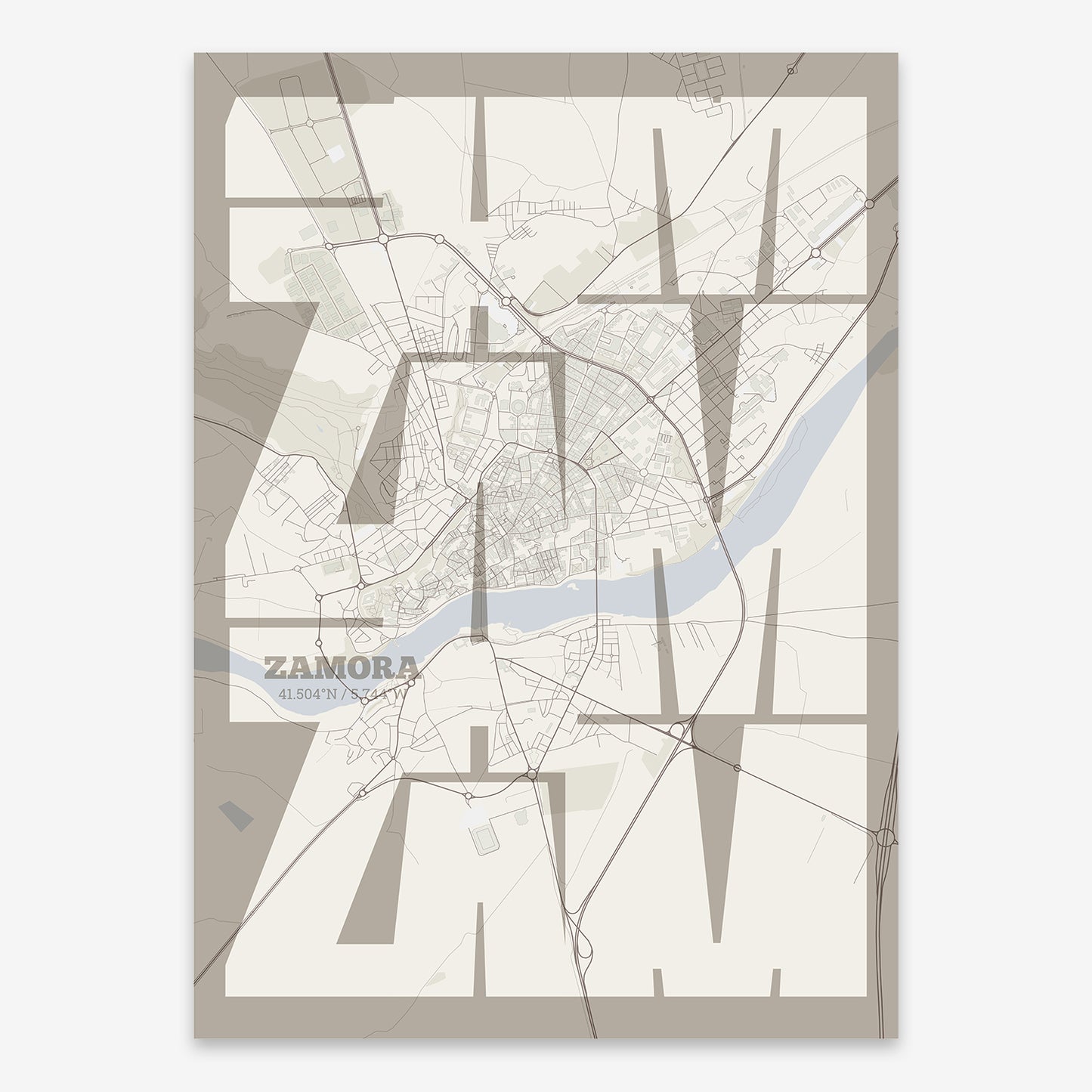 Zamora Map V03 Rustic / Frame / No