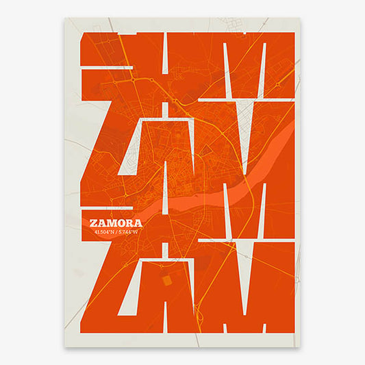 Póster artístico de Zamora con tipografía geométrica - Decoración personalizada