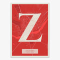 The map of Zamora in Classic design, inspired by chiseled typography with an elegant font that creates a beautiful visual contrast designed in red and an off-white background