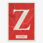 The map of Zamora in Classic design, inspired by chiseled typography with an elegant font that creates a beautiful visual contrast designed in red and an off-white background