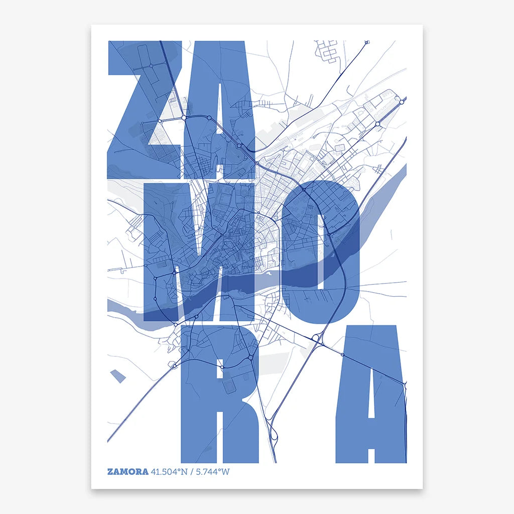 Lámina creativa de Zamora – Diseño gráfico y tipografía sobre mapa