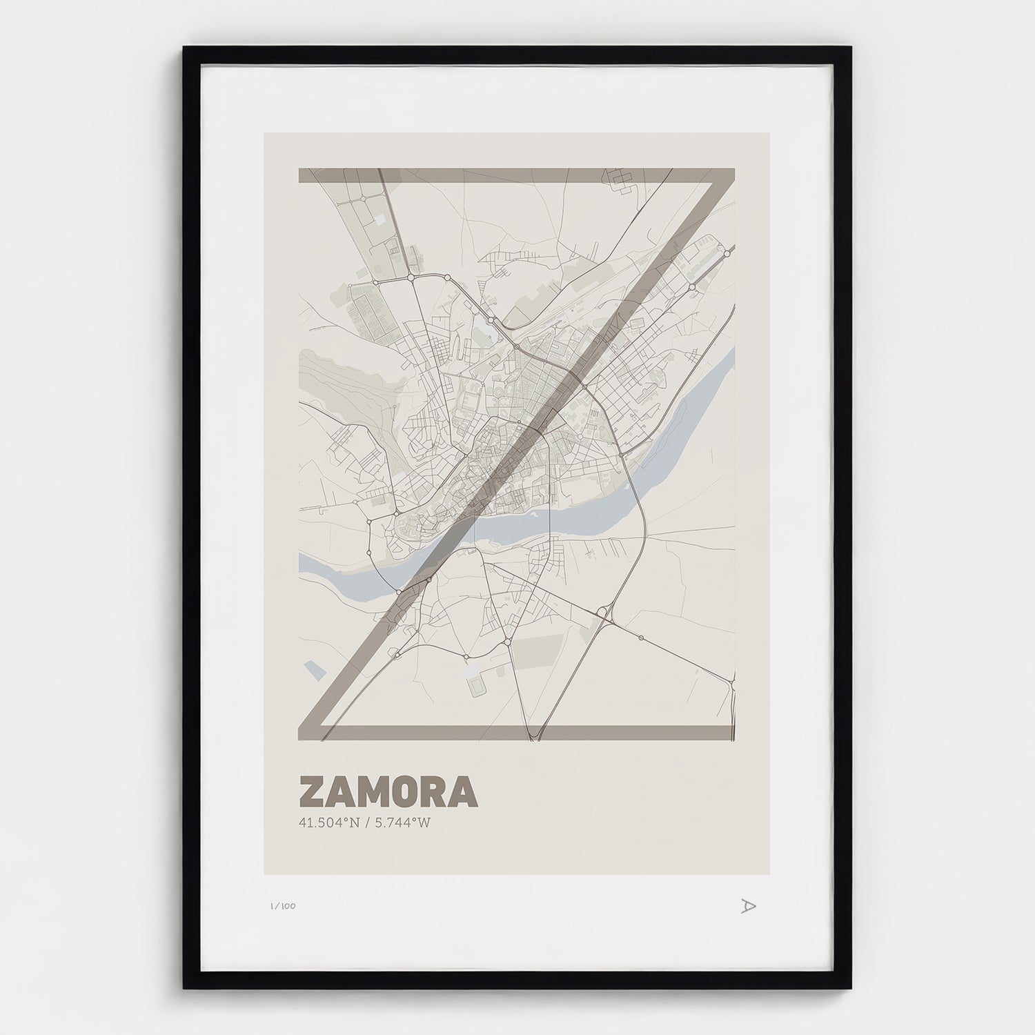 Lámina tipográfica de Zamora – diseño Ultrafina, marco negro