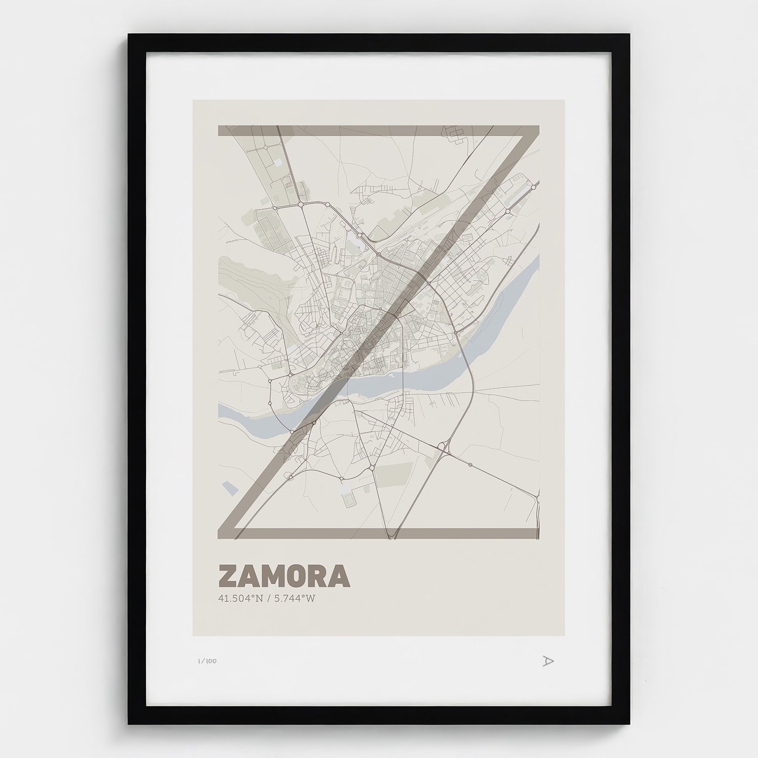 Lámina tipográfica de Zamora – diseño Ultrafina, marco negro