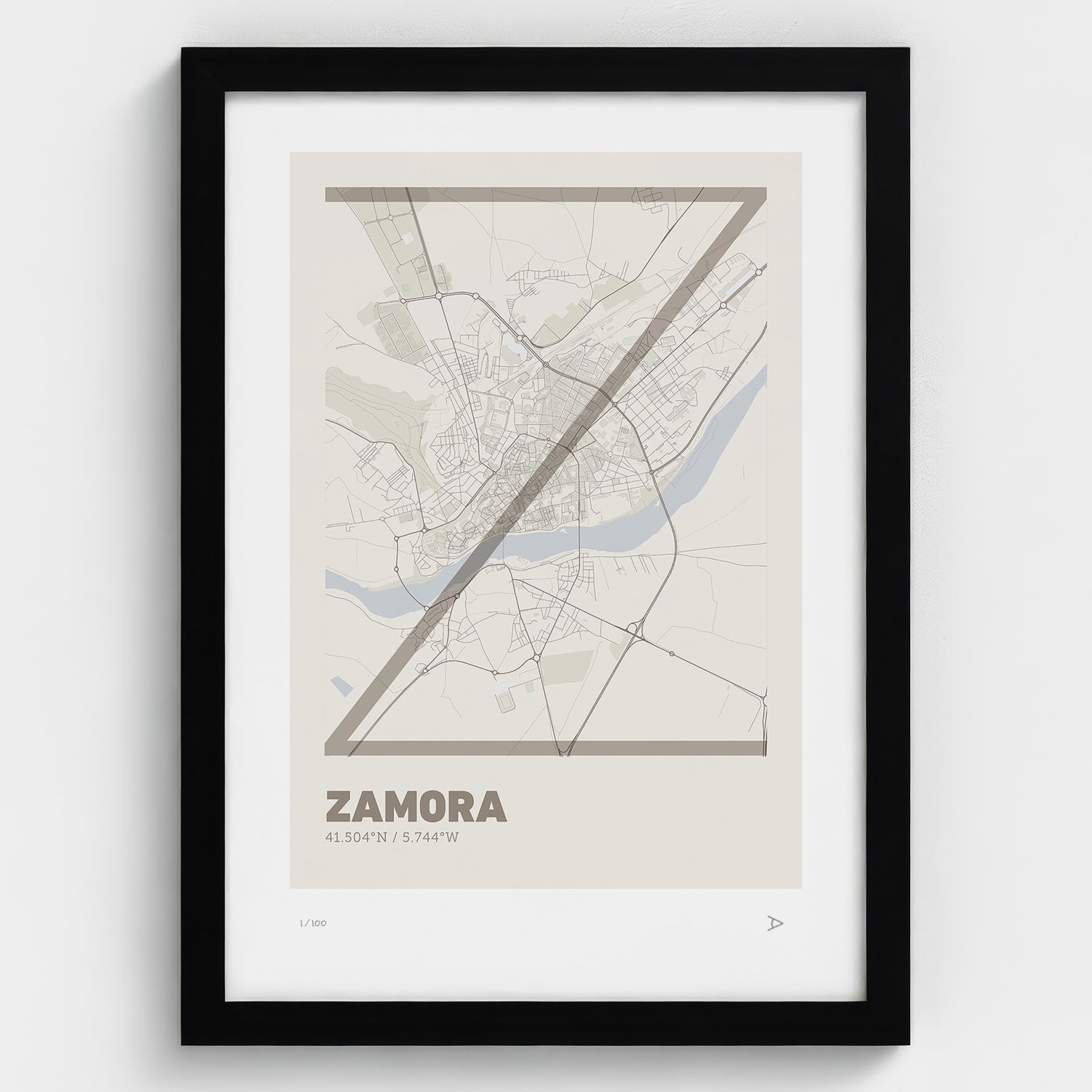 Lámina tipográfica de Zamora – diseño Ultrafina, marco negro