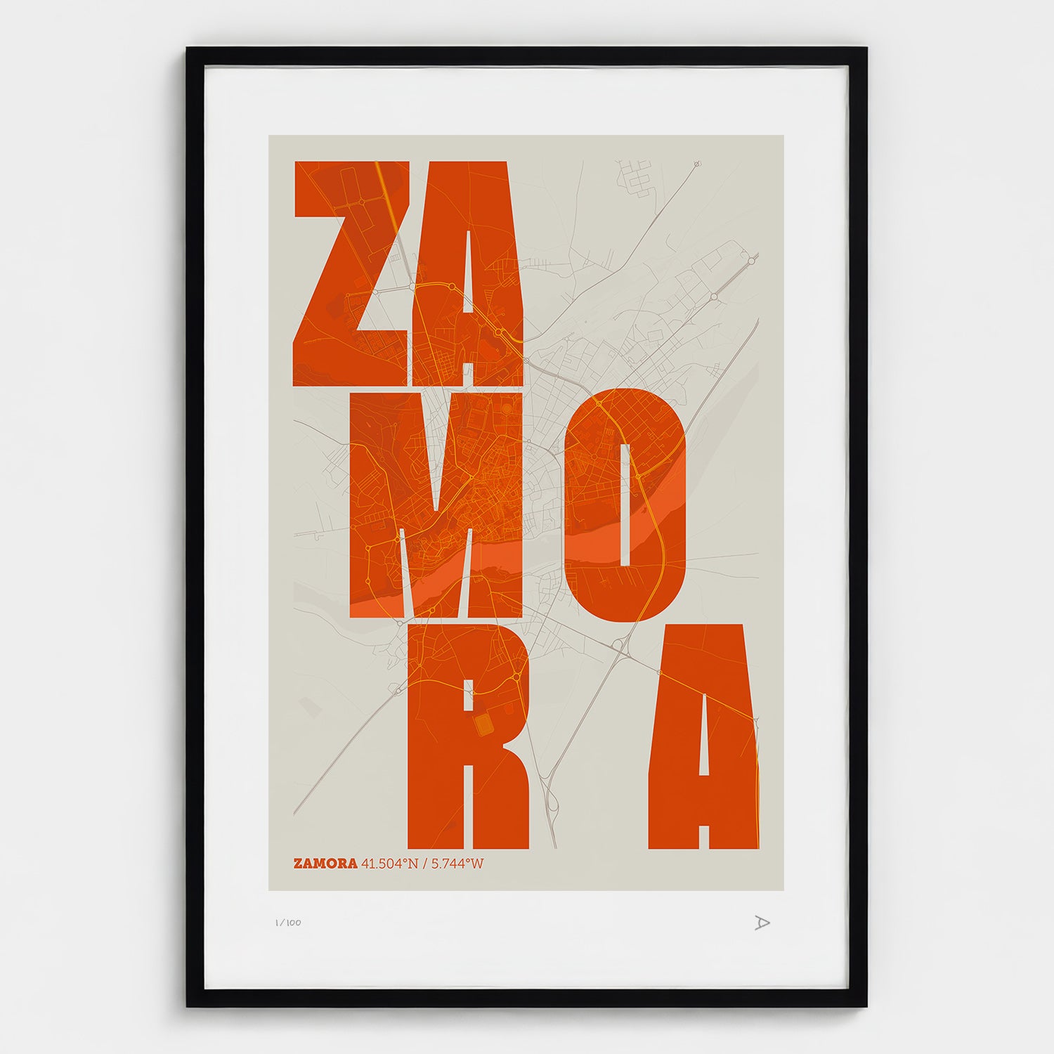 Lámina tipográfica de Zamora – diseño Revoltosa, marco negro