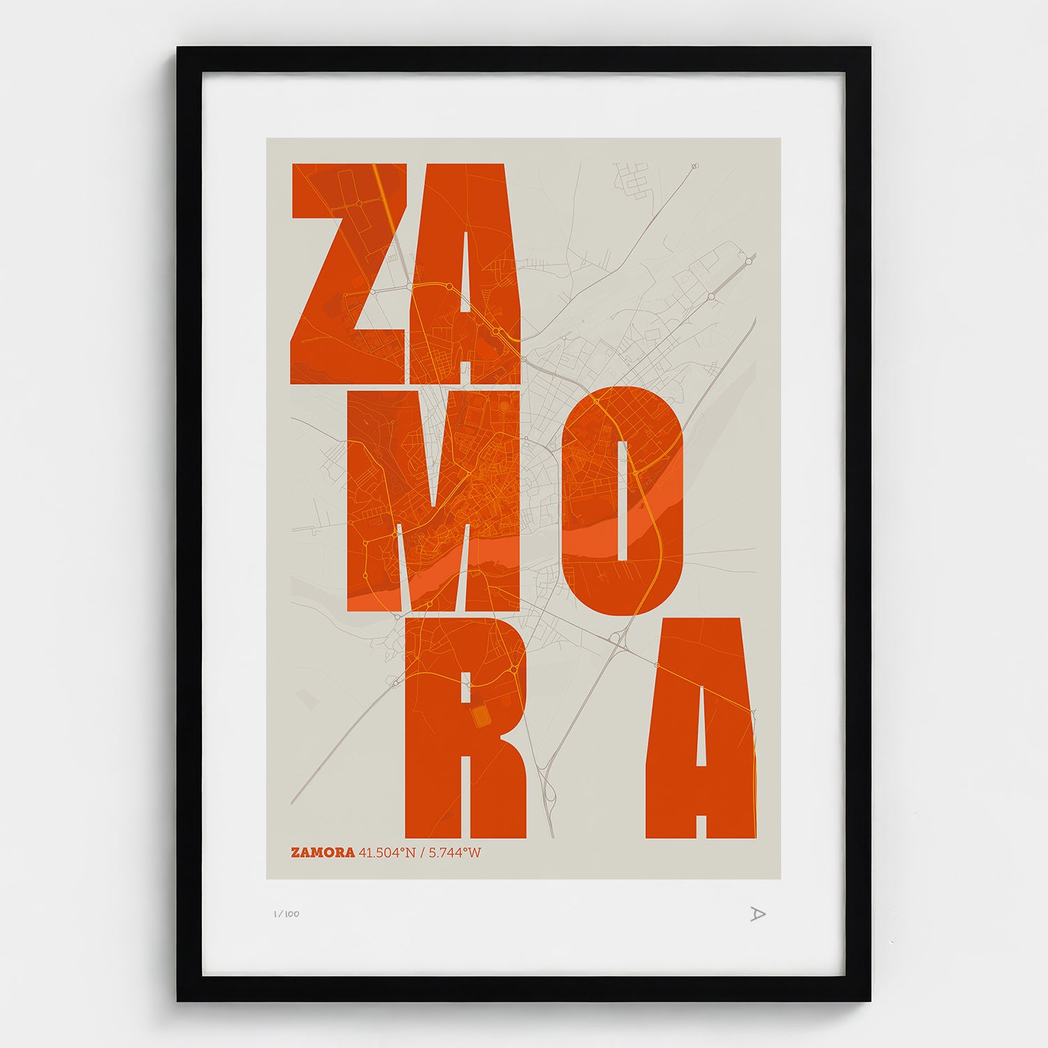 Lámina tipográfica de Zamora – diseño Revoltosa, marco negro