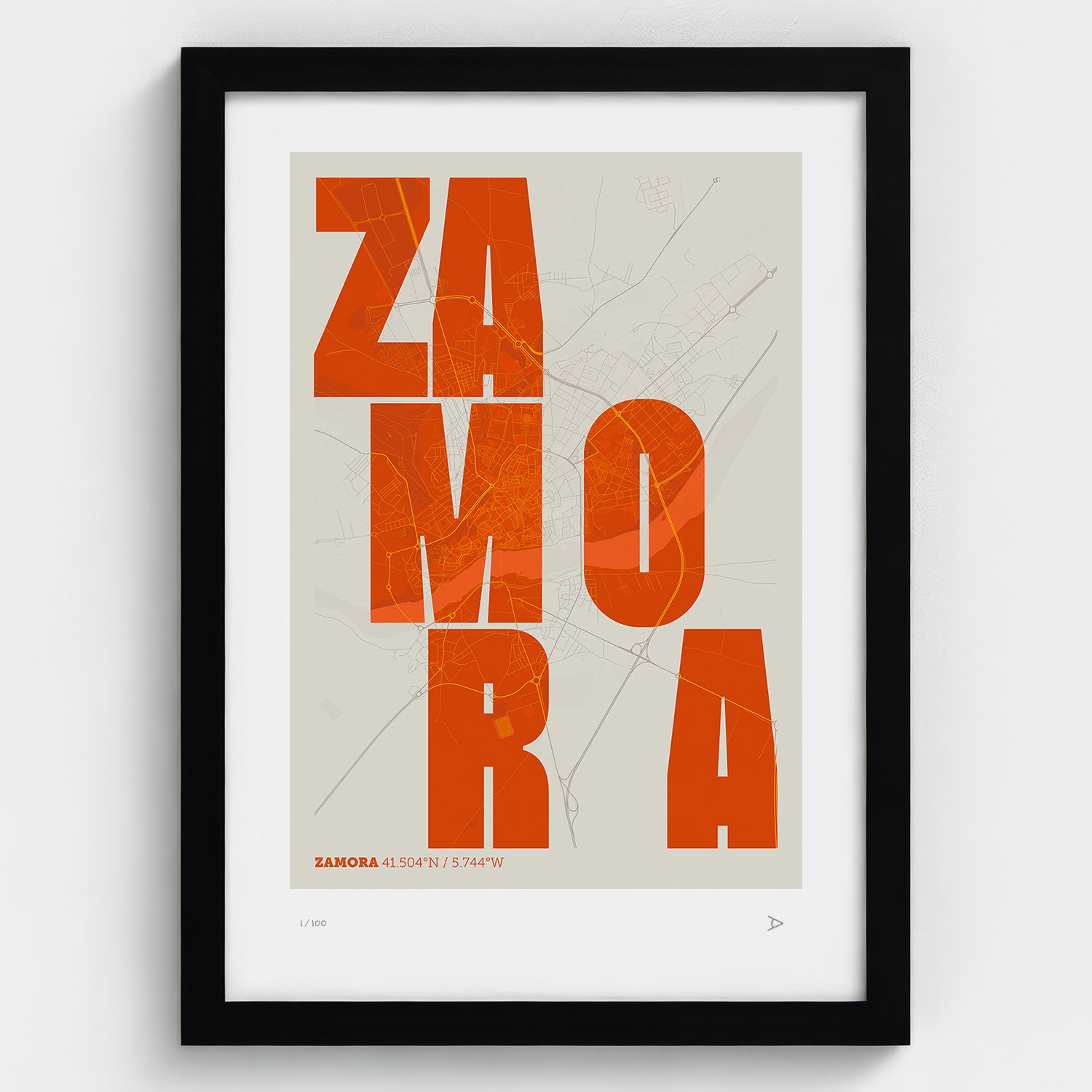 Lámina tipográfica de Zamora – diseño Revoltosa, marco negro