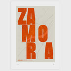 Lámina tipográfica de Zamora – diseño Revoltosa, sin marco sobre papel