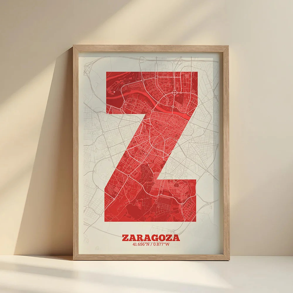 Lámina decorativa de Zaragoza – Arte tipográfico moderno