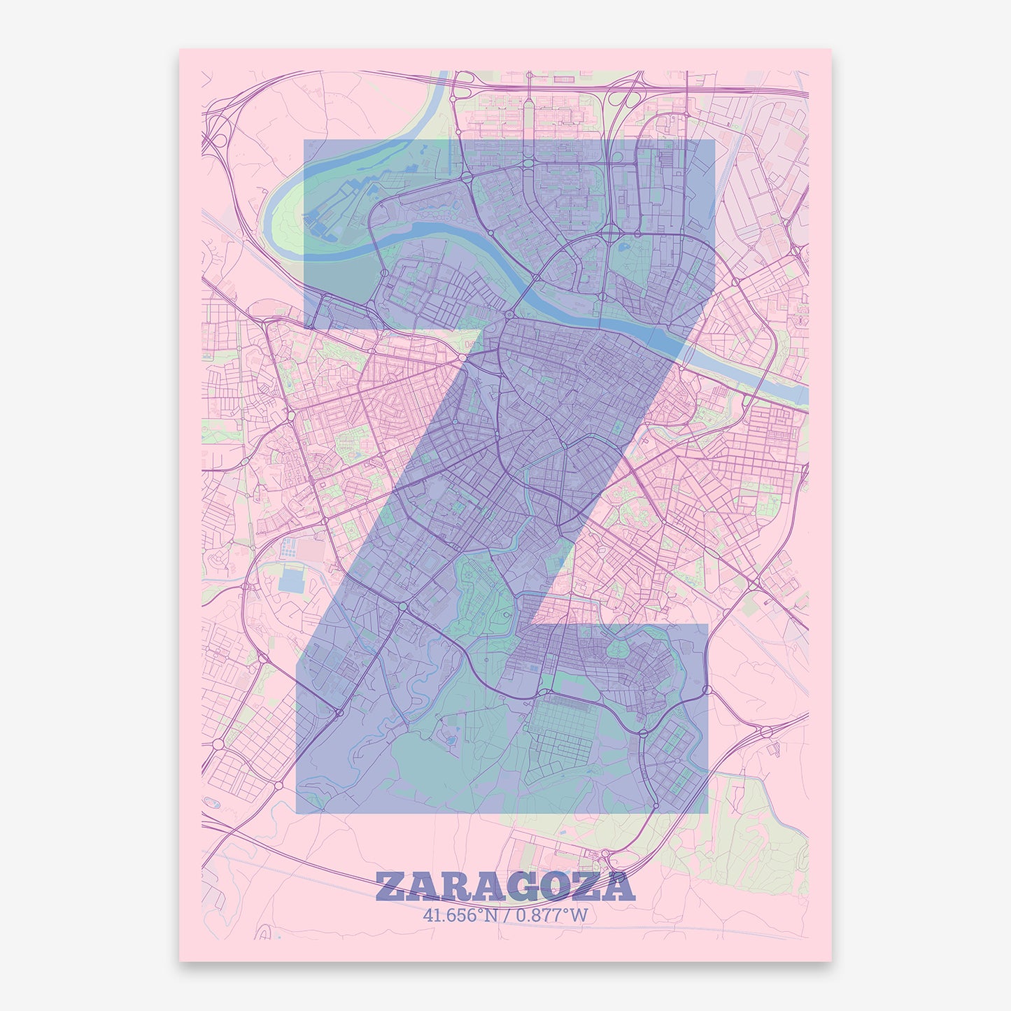 Zaragoza Map V02 Nursery / Frame / No