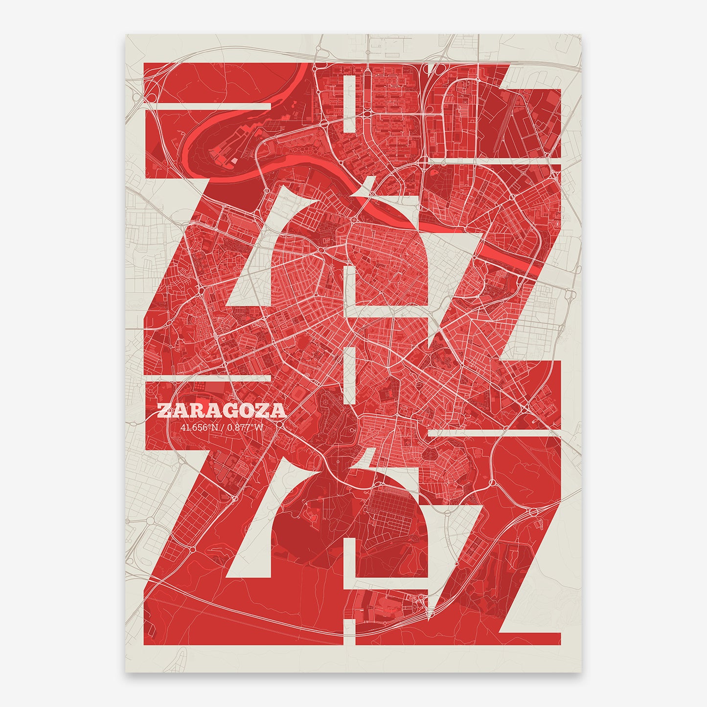 Zaragoza Map V03 Boho / Frame / No