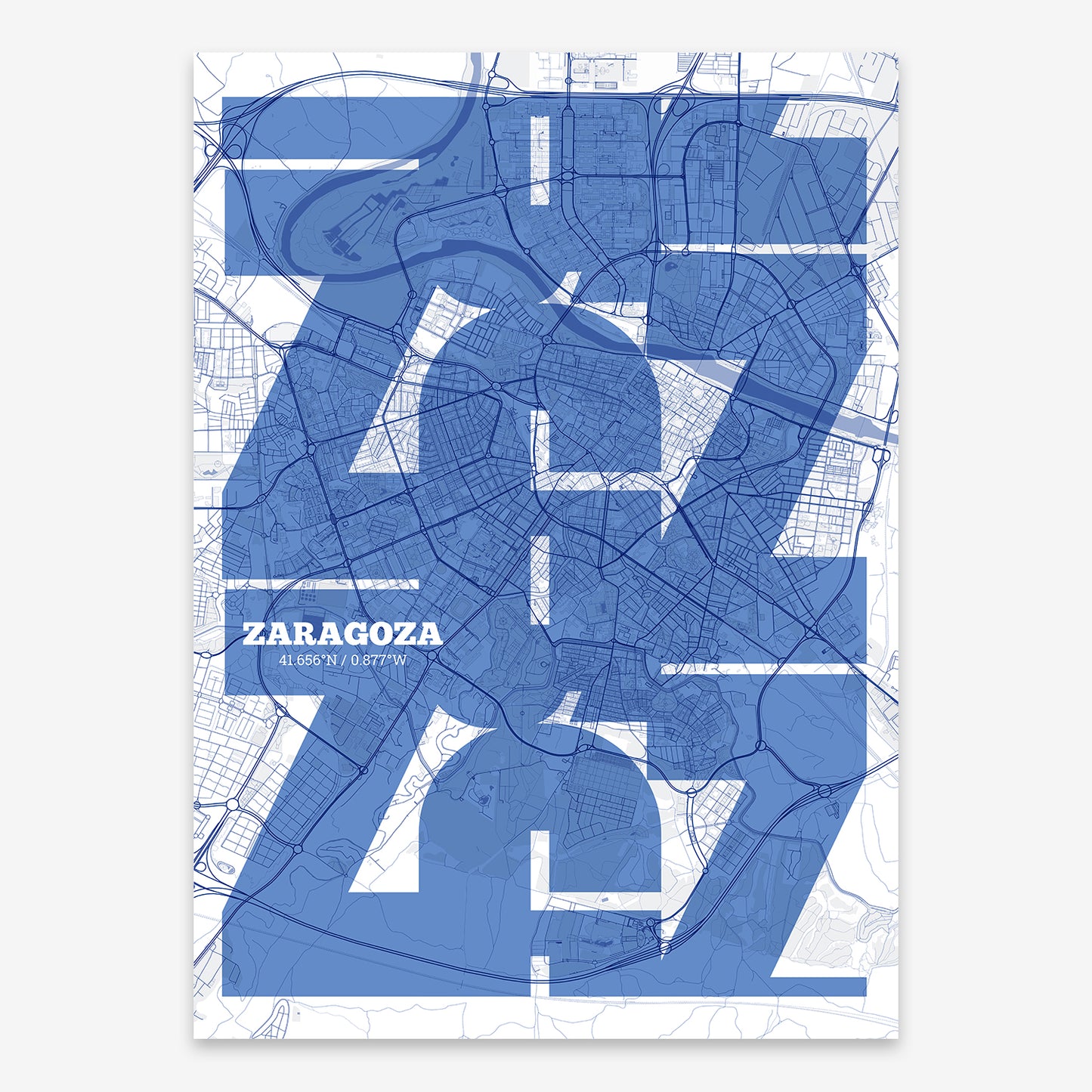 Zaragoza Map V03 Med / Frame / Yes