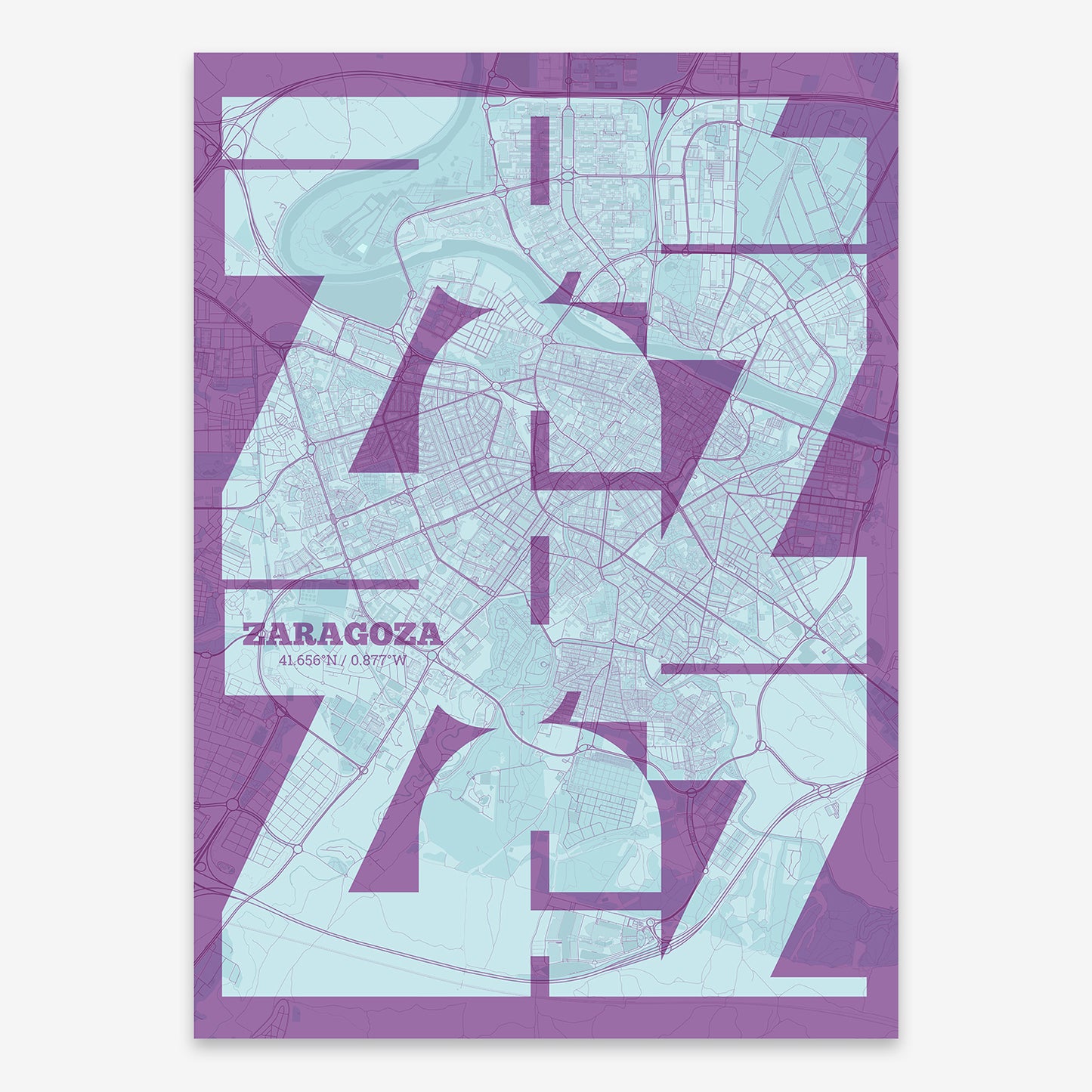 Zaragoza Map V03 Shabby / No Frame / No