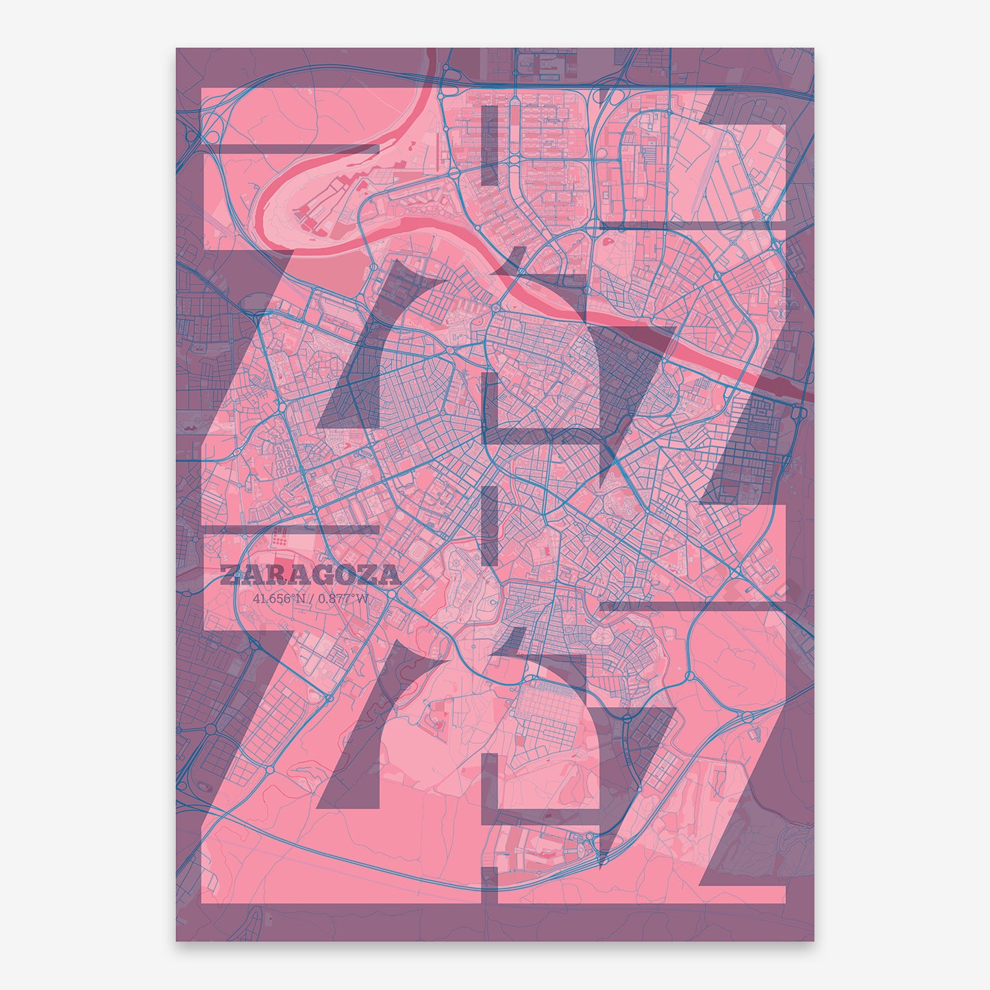 Zaragoza Map V03 Tuscan / Frame / Yes