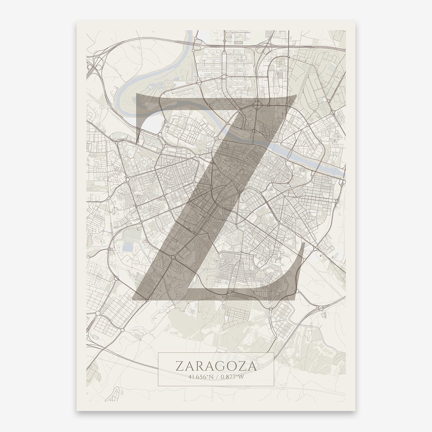 Zaragoza Map V06 Rustic / No Frame / No