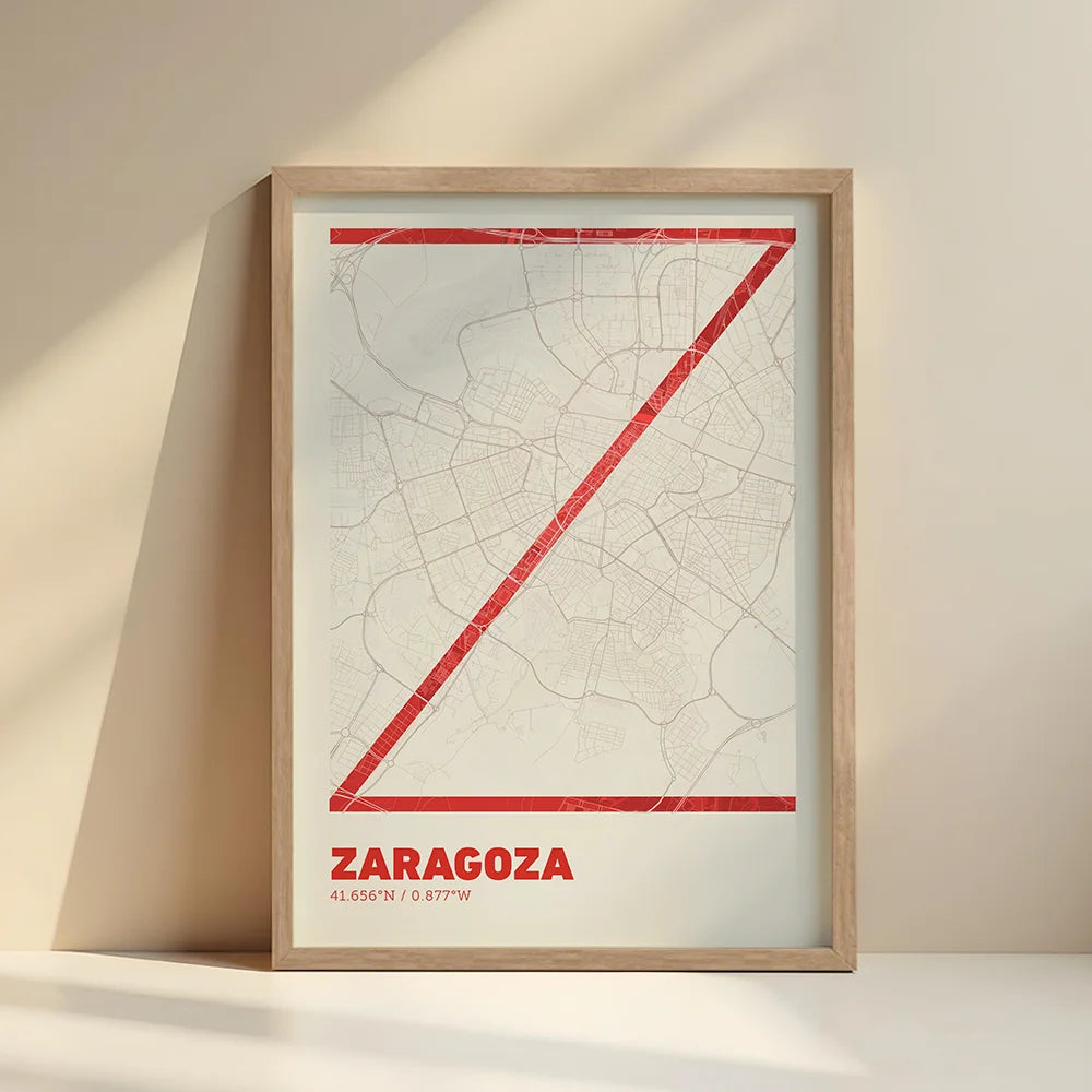 Póster decorativo de Zaragoza – Arte tipográfico ultrafino