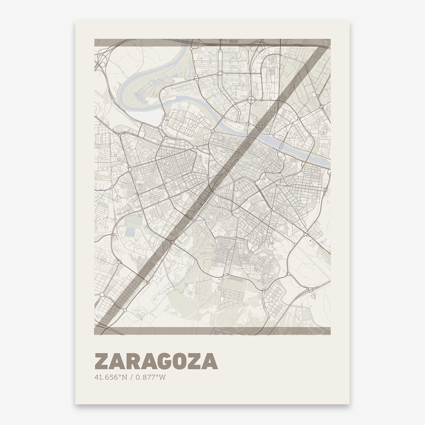 Zaragoza Map V07 Rustic / No Frame / No