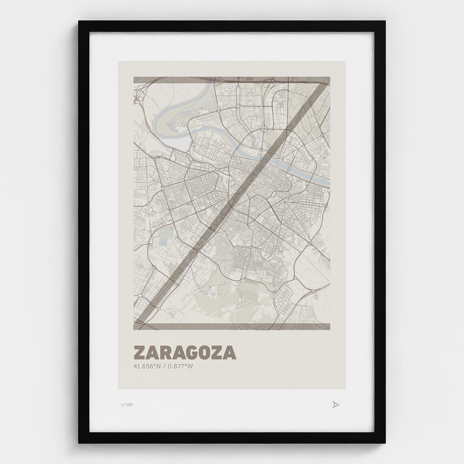 Lámina tipográfica de Zaragoza – diseño Ultrafina, marco negro
